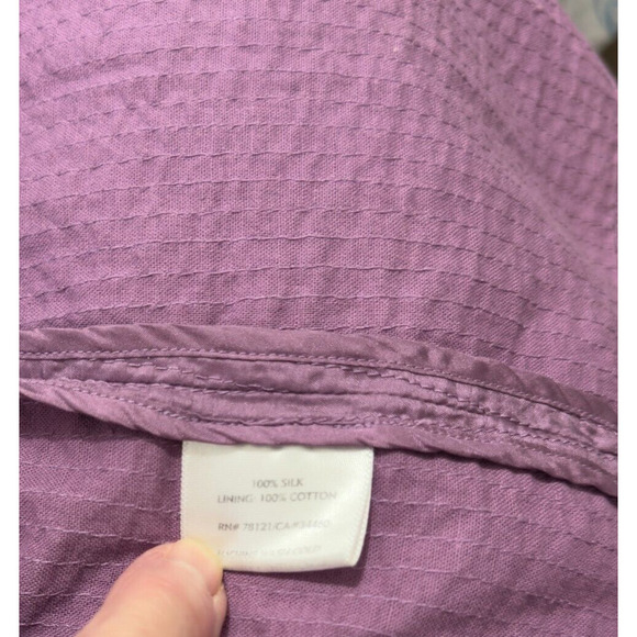 Eileen Fisher Jacket Silk Channel Crinkle Open Front Long Sleeve Purple - Picture 8 of 9